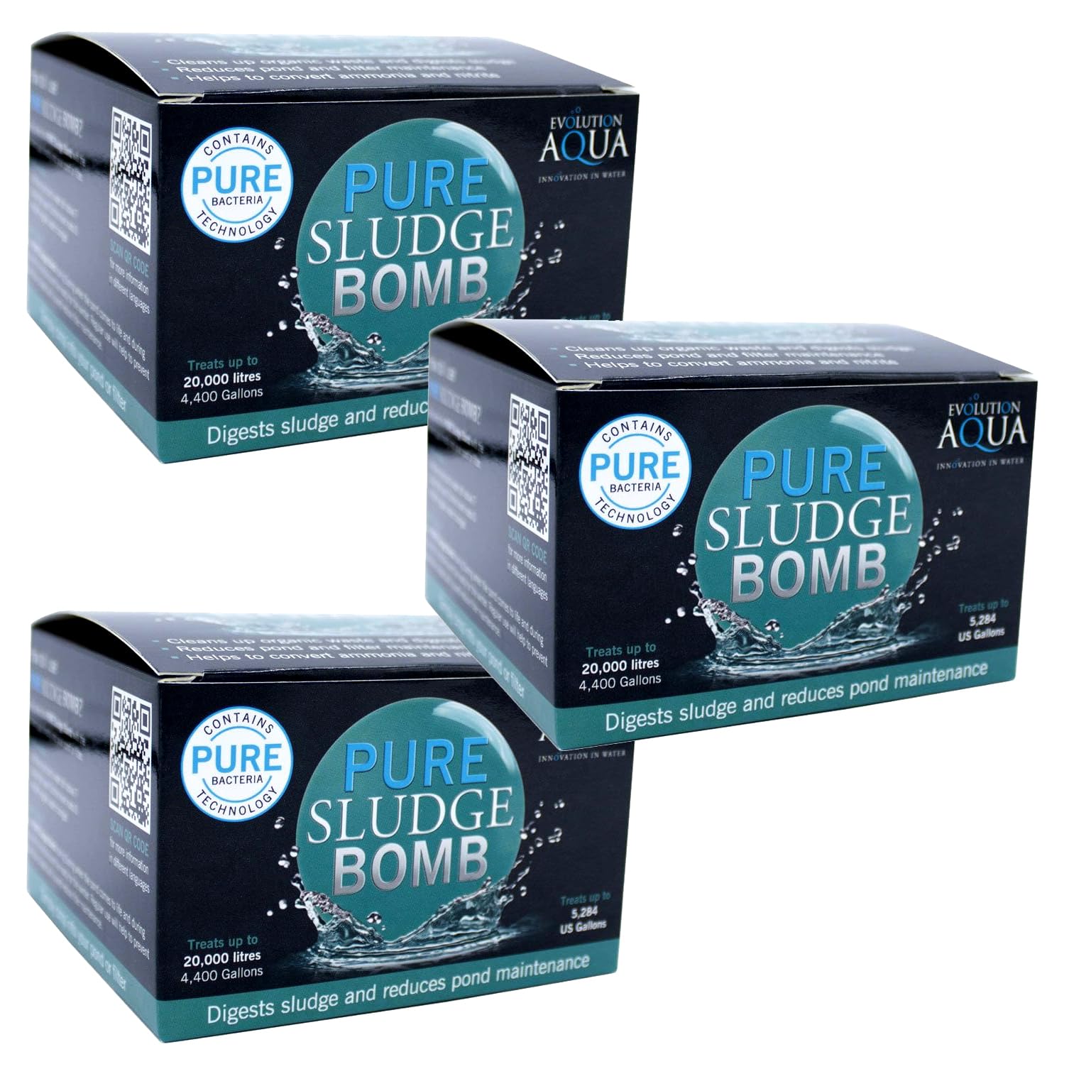 Evolution Aqua Pure Sludge Bomb Pond Treatment – Sludge & Organic Waste Digester with Beneficial Bacteria & Enzymes – Improves Water Quality – For Ponds up to 20,000 Litres Pack of 3