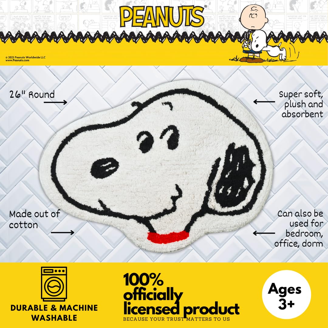 Franco Collectibles Peanuts Snoopy Badezimmerteppich, 100% Baumwolle, rutschfest, offizielles Lizenzprodukt
