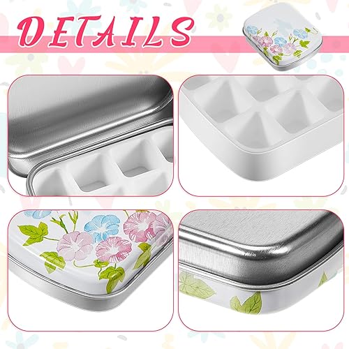 Miniatura 10 de Fulmoon 4 piezas de mini lata vacía de acuarela de 12 pozos portátil de metal paleta de acuarela de viaje con tapa, pequeña caja de lata pequeña