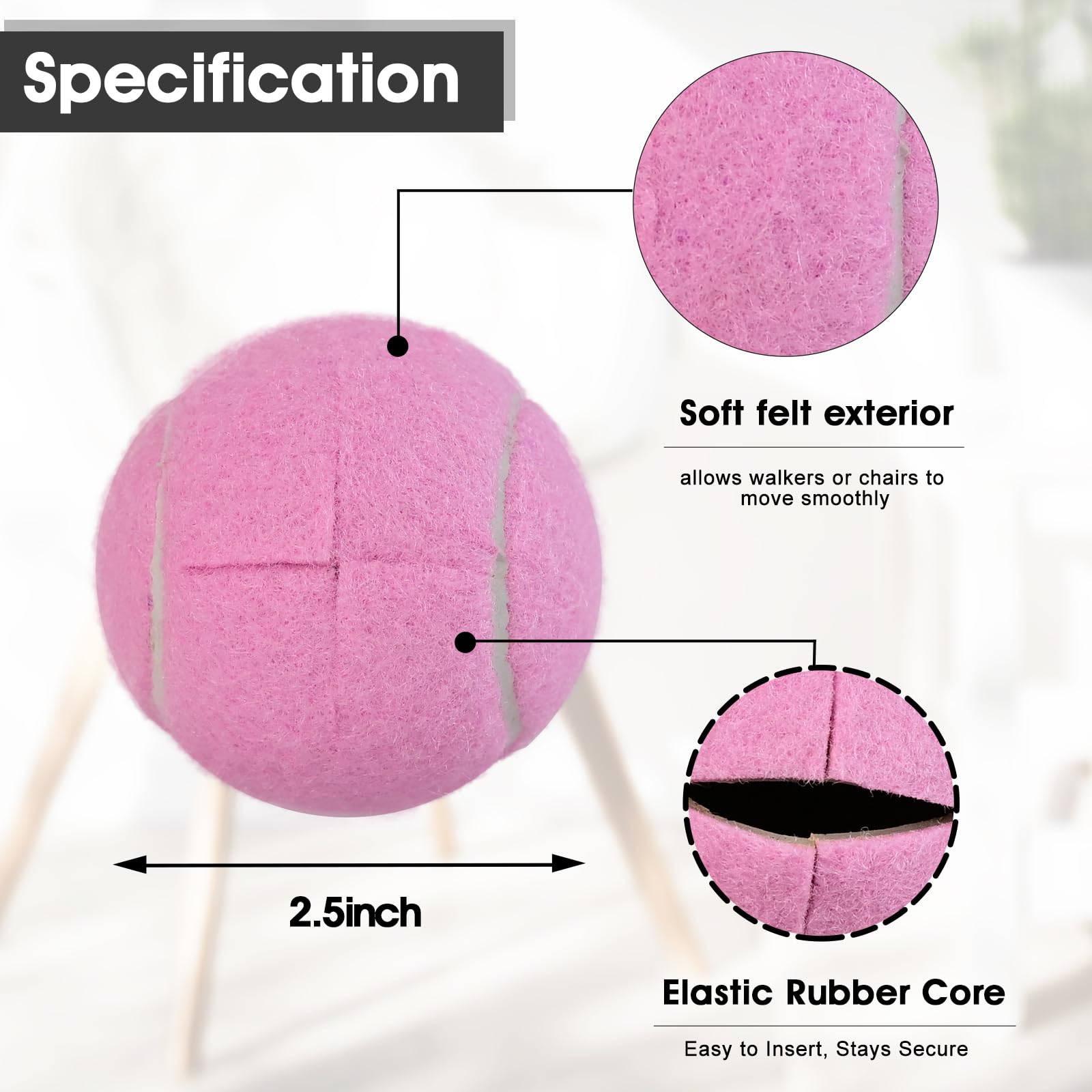 INSUM Pre-Cut Tennis Balls for Walkers, 4 Pack Walker Glide Balls — Amazon image 3
