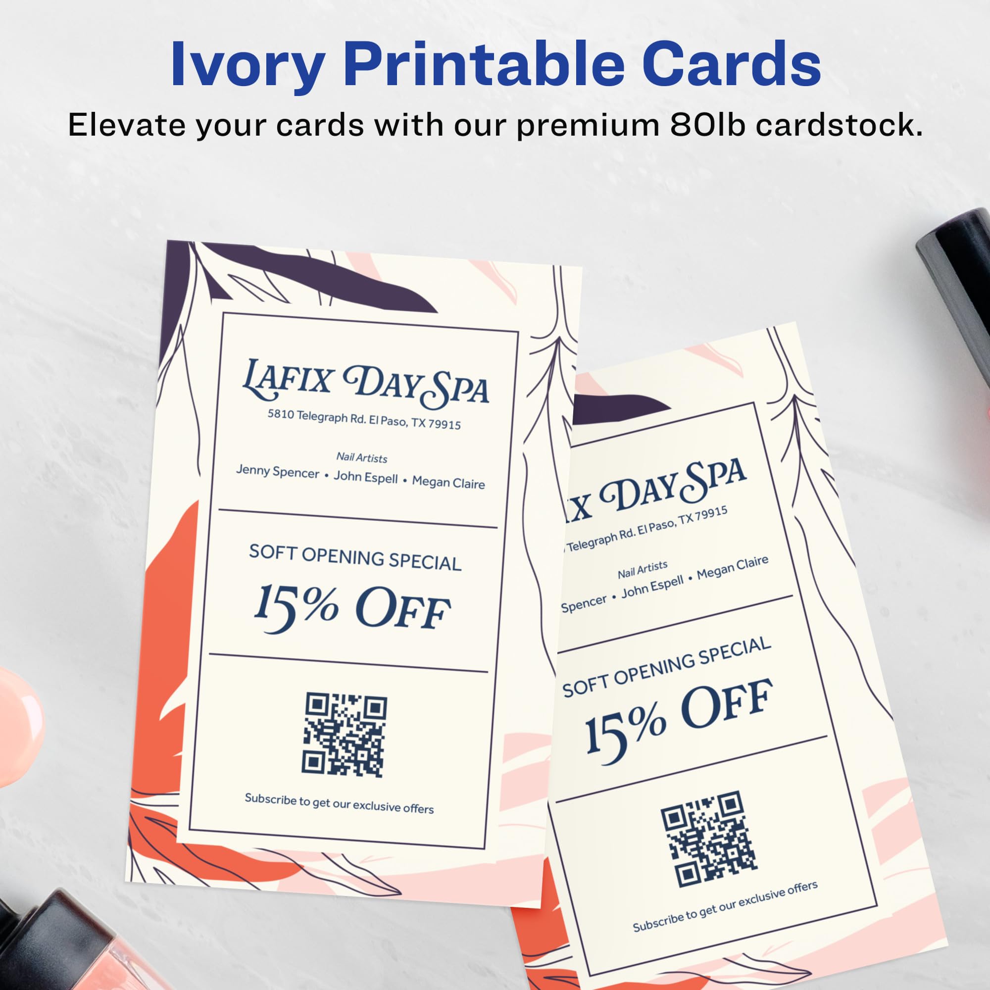 Avery Lot de 100 cartes d'invitation rectangulaires imprimables - 14 x 21,6 cm - Papier cartonné ivoire - Cartes laser/jet d'encre
