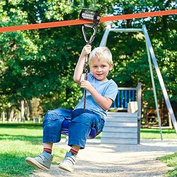 ZEROMX Zip Lines for Kids Outdoor Toys - Pulley Kits with 65