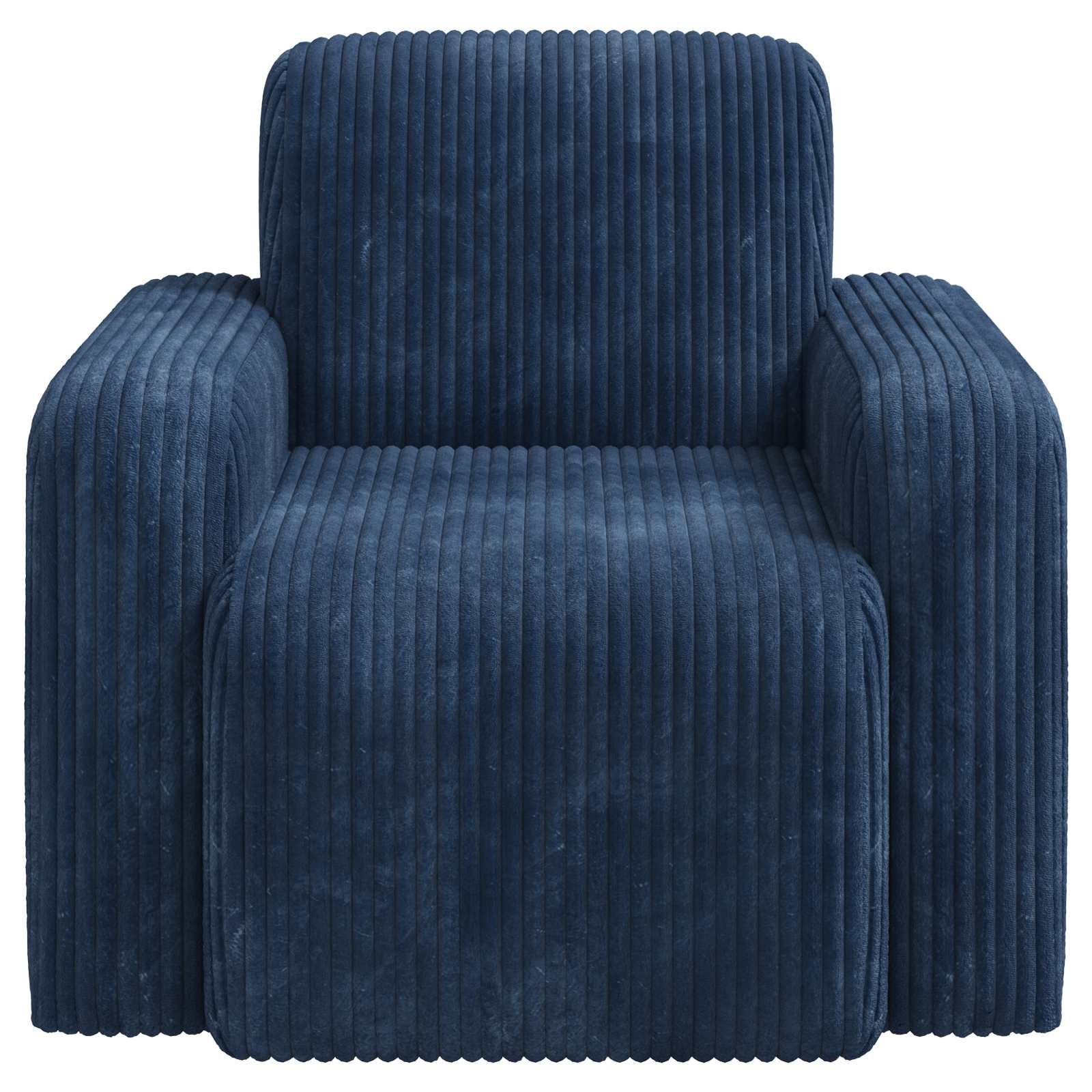Poltrona imbottita in velluto a coste, per soggiorno, 88 x 90 x 77