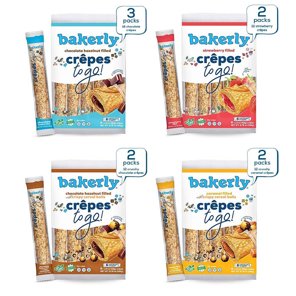 bakerly Filled Crepes Variety Pack of 9, 6-Count (54 Total Crepes)