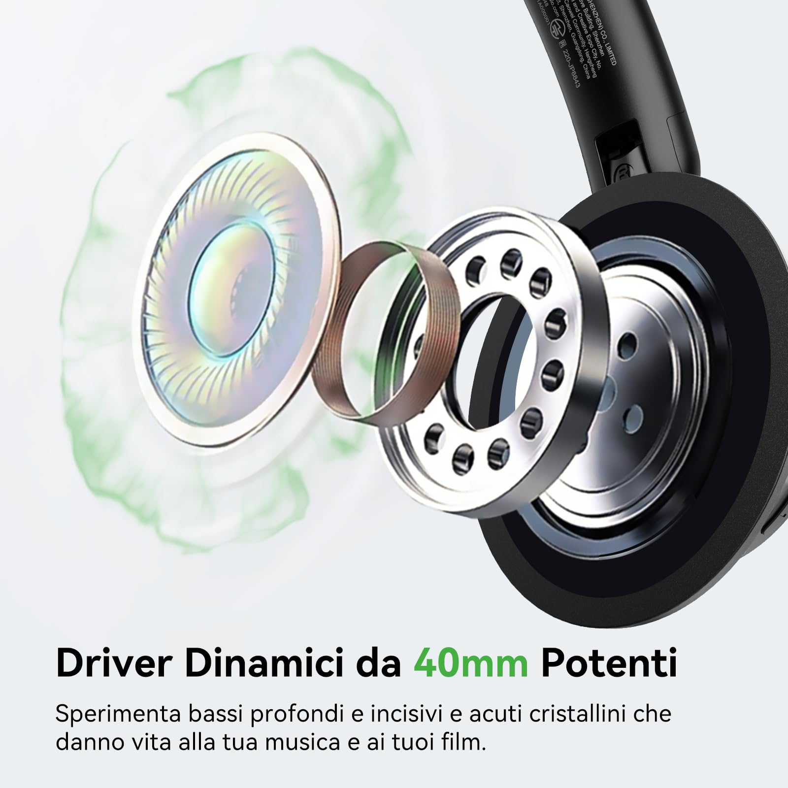OneOdio Focus A1 Pro Cuffie On-Ear Wireless con Cancellazione Attiva del Rumore Ibrida, Ultra Leggere 200G, Batteria da 70 Ore con Ricarica Rapida, Bluetooth 6.0, Chiamate Nitide, Portatili Leggere