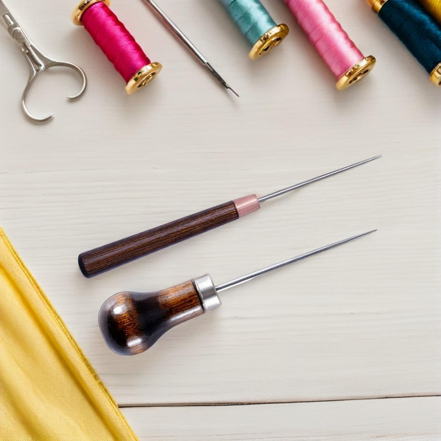 2pcs Stitching Awls Handle for DIY Sewing Projects Leather Prickers for Crafting Upholstery and Tent Repair
