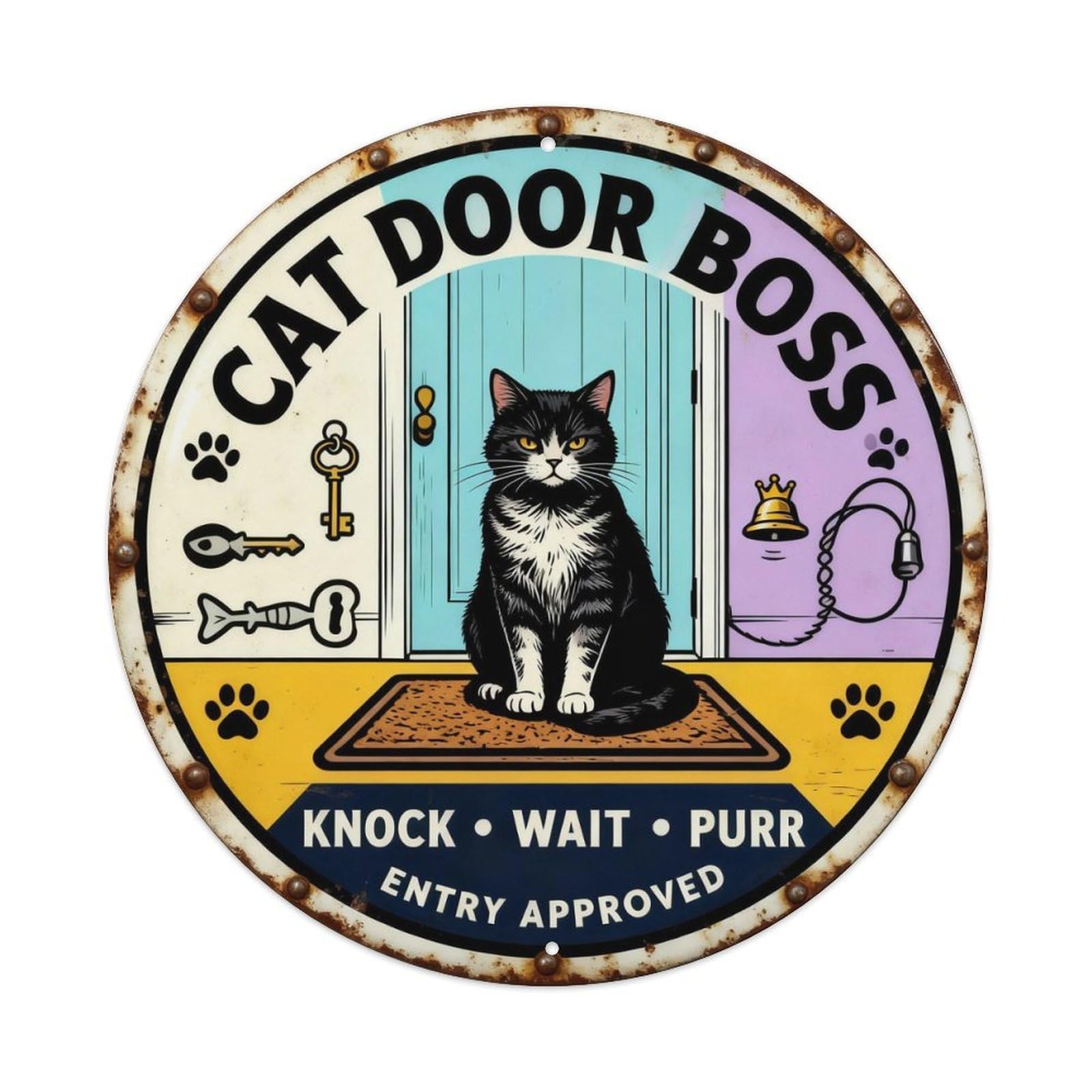 Cat Door Boss Sign Metal Tin Sign Plaque