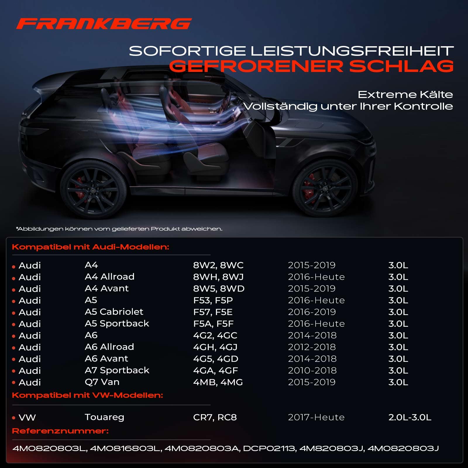 Frankberg Klimaanlagen Kompressor Klimakompressor mit Kupplung Kompatibel mit A4 A5 A6 A7 Q7 T.o.u.a.r.e.g Replace# 4M0820803J, inkl. Öl vorbereift