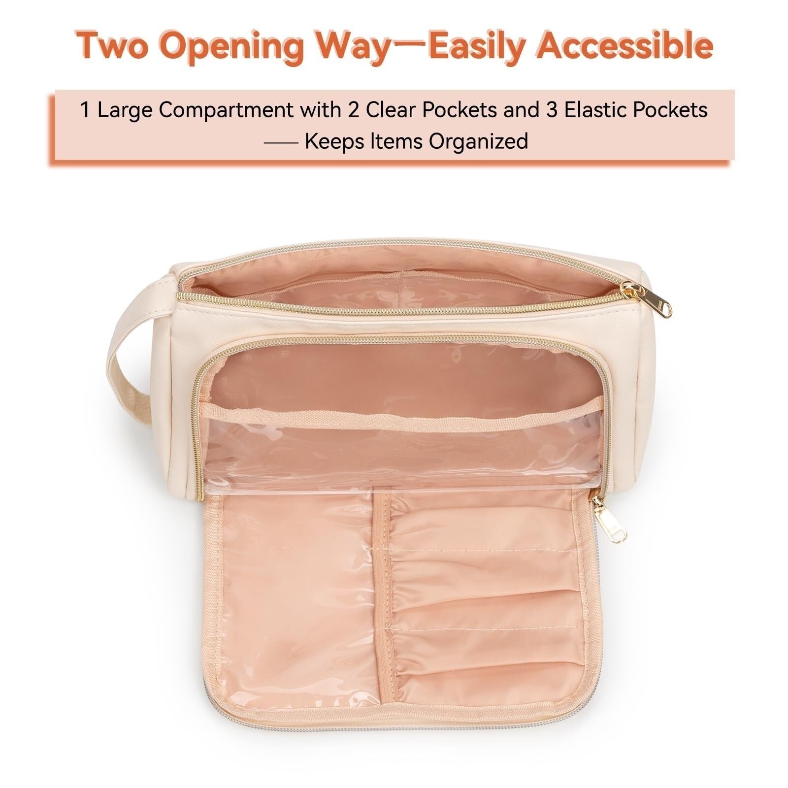 Porta Trucchi Pochette Trucchi Borsa For Cosmetici Piccola Borsa For Cosmetici Borsa For Cosmetici Da Viaggio Da Donna Borsa Da Toilette Trousse Trucchi Donna(Beige)