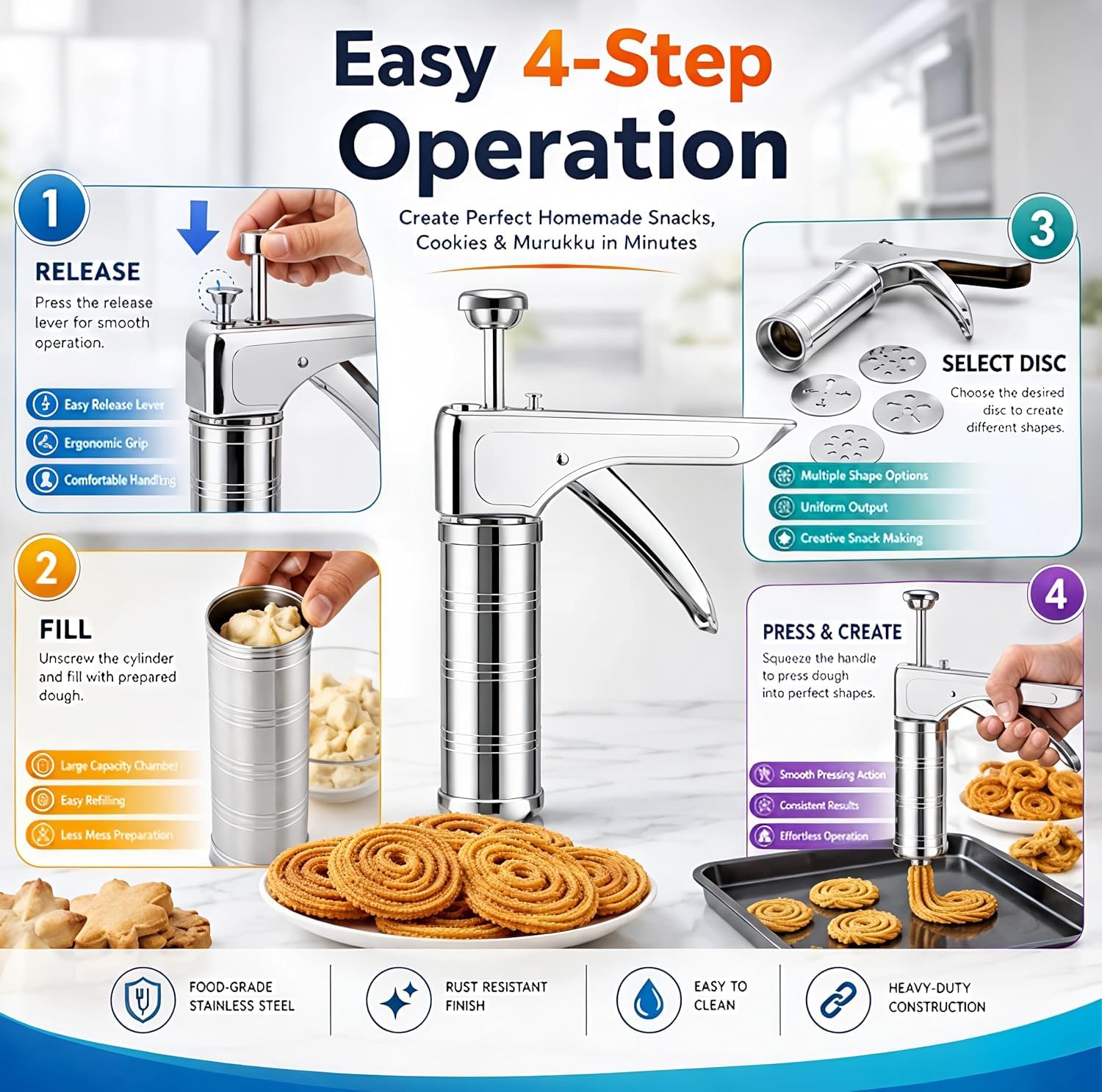 Stainless Steel Manual Roti Maker Chapati & Puri Press (Silver, Standard) — Amazon image 7