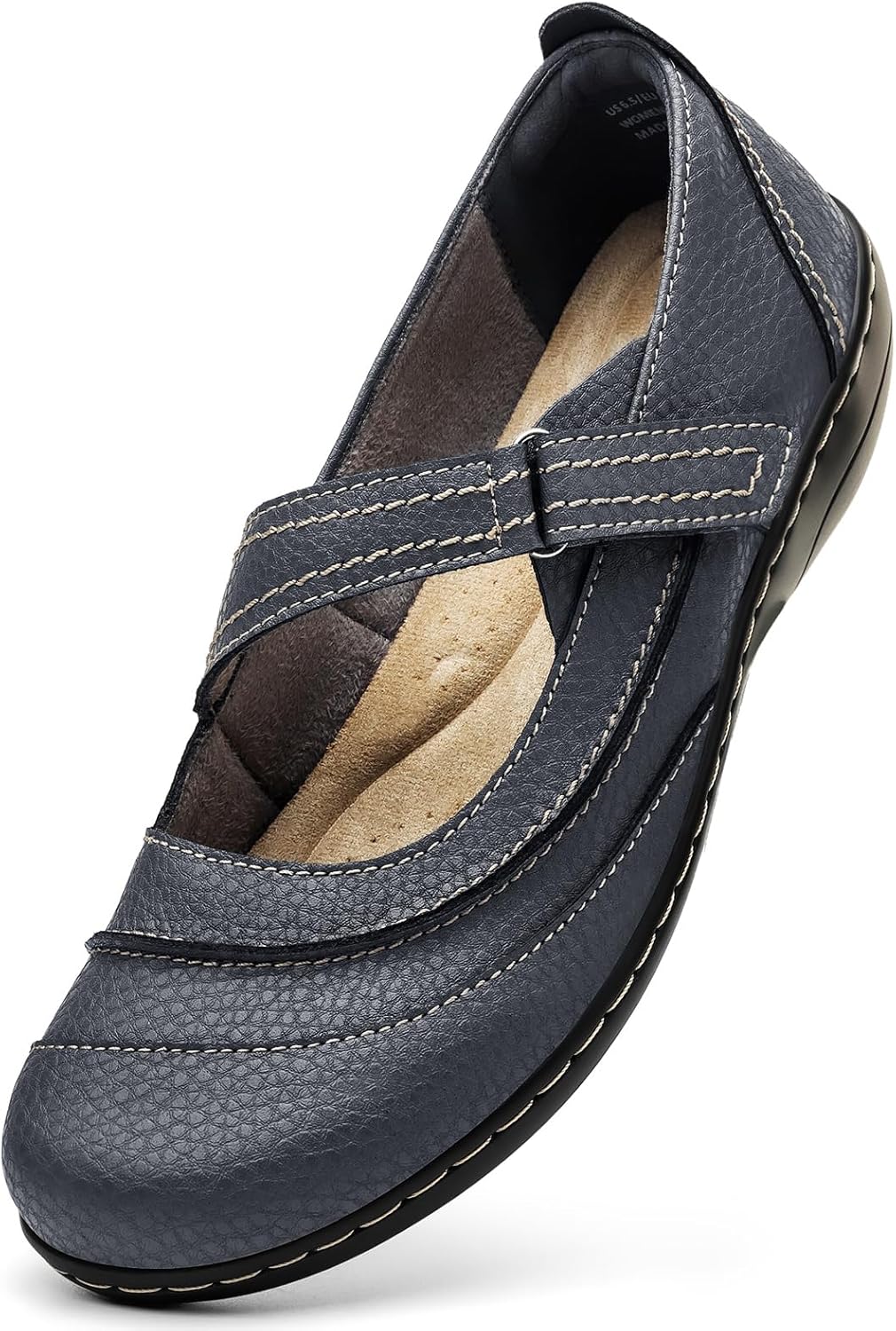 TALENAVA Women's Comfortable & Lightweight Leather Mary Jane Flats Versatile Business Casual Dress Shoes Work Office Cute Stylish Everyday Walking Shoes