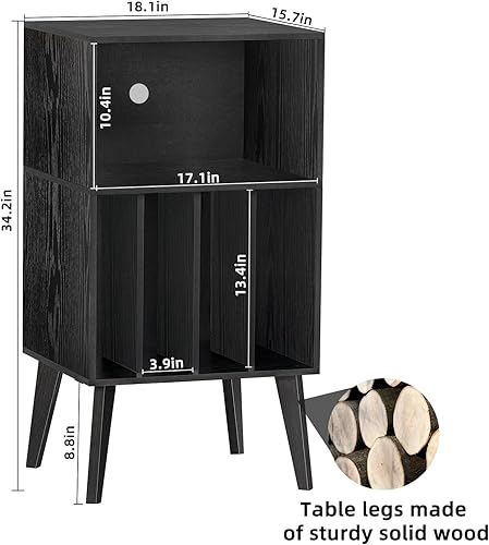 Miniatura 11 de Lerliuo Soporte para tocadiscos, soporte para tocadiscos de nogal con capacidad para hasta 160 álbumes, mesa de gabinete de almacenamiento de vinilo