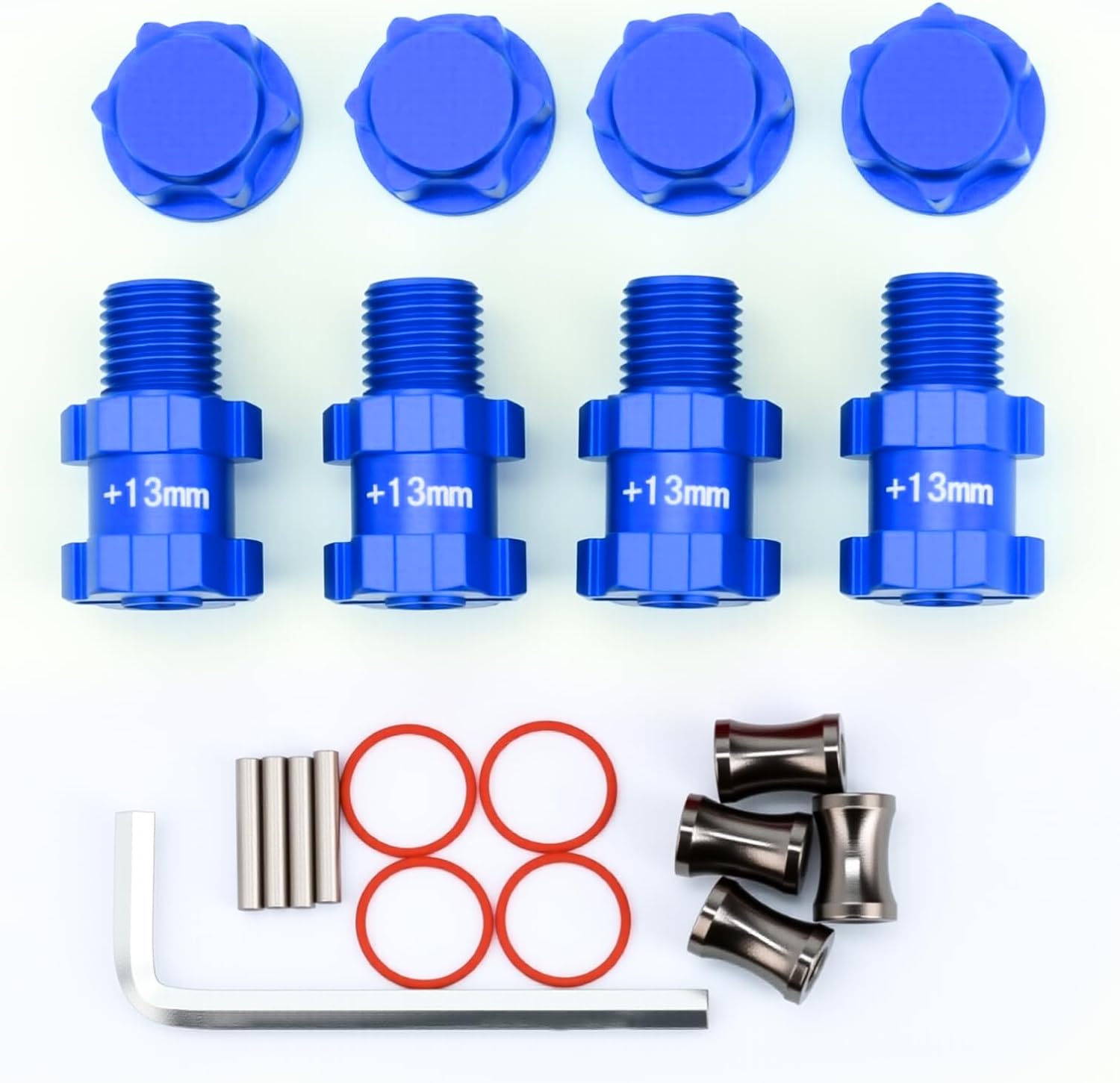 Aluminum Alloy Wheel Hex 13mm Extended Hub Drive 14-17mm for Arrma 1/10 Typhon 3S Big Rock Senton Vortek Granite Upgrade Parts (Blue)