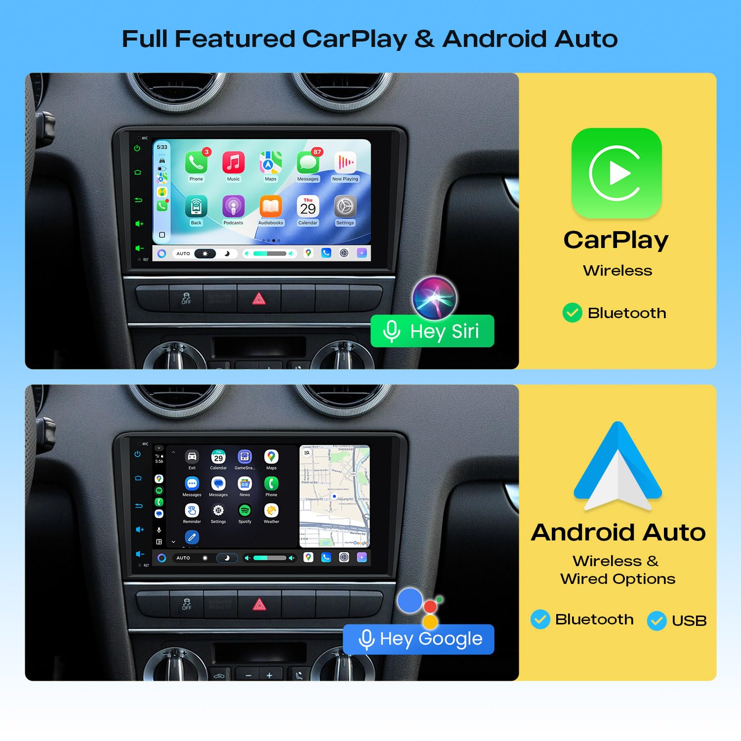 XTRONS Android 14 Autoradio Octa Core 8+128GB für Audi A3 S3 RS3 8-Zoll-IPS-QLED-Bildschirm Integriertes 4G LTE DSP Bluetooth WiFi Car Play Android Auto GPS Optional DAB OBD TPMS