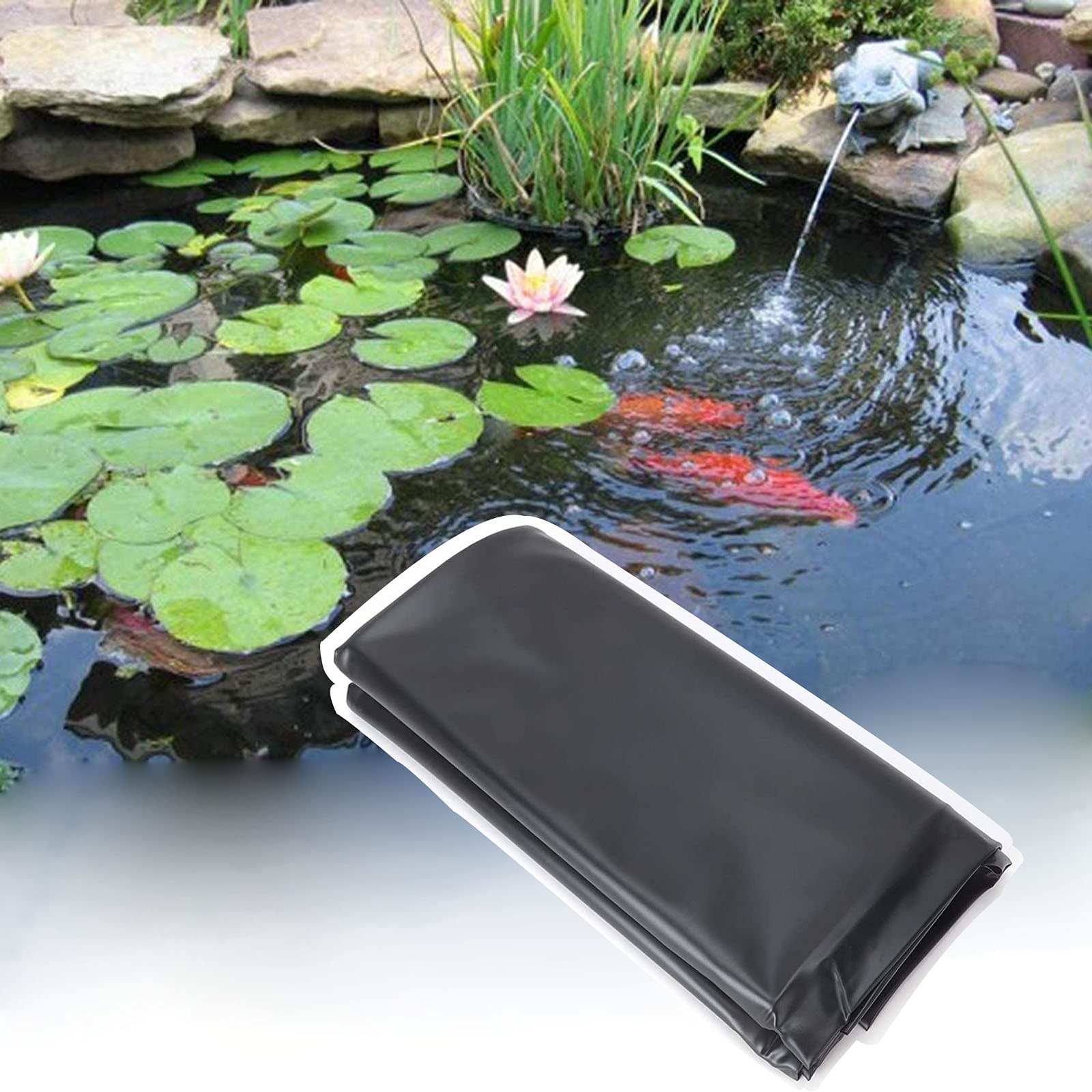 Pond Liner Rubber No Pollution,Black Preformed Pond Liner Thicken 12mil,Flexible Pond Liner Underlayment for Aquaculture,Garden Ponds,Streams