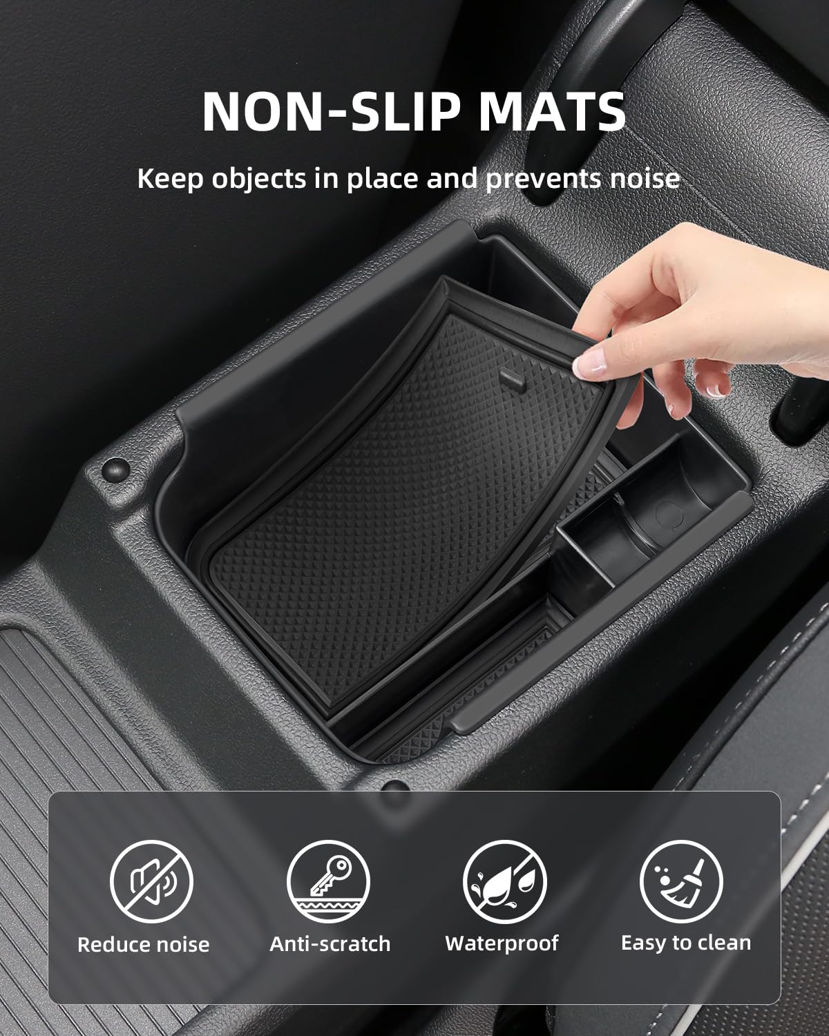 Armlehne Aufbewahrungsbox für VW Golf MK8 2025 2024 2023 2022 2021 2020, Mittelkonsole Organizer mit Antirutschmatten für VW Golf 8, Vorne Türgriff Aufbewahrungsbox Zubehör