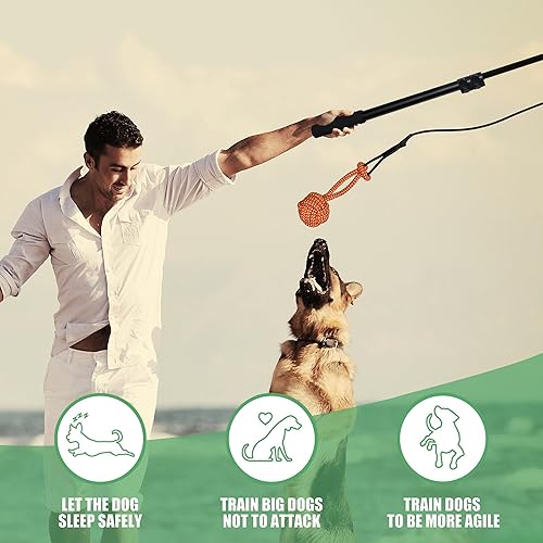 Miniatura 4 de Poste de coqueteo para perros, varita extensible plegable para perros con juguete chirriante de felpa, cuerda de persecución, juguete de pelota,