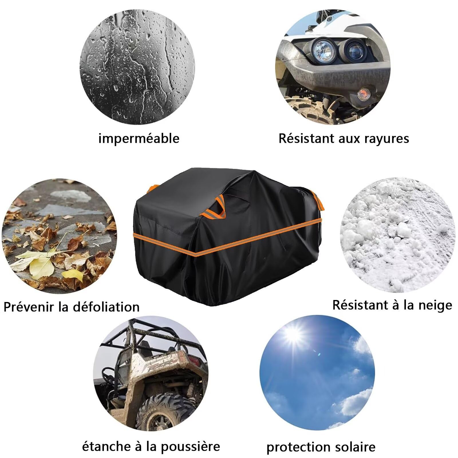 Housse Quad 210D Compatible avec Yamaha Raptor 110 2024-2026,bache Quad ATV,résistante Soleil,à la Pluie,à la Neige et à la poussière,Housse Quad Sac de Rangement (Black Orange)