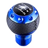 Arenbel 5 Speed Leather Car Shifter Ball Handle Manual Gear Stick Shift Lever Knob Replacement Fit Most MT Trucks Vehicles, Blue
