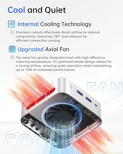 Miniatura 6 de ACEMAGIC Mini PC V1, Intel Twin Lake N150 (Turbo 3.6 GHz), 16 GB DDR4 RAM 1TB M.2 SSD Mini computadora de escritorio, 4K HDMI DP2xUSB3.2 WiFi6BT5.2,