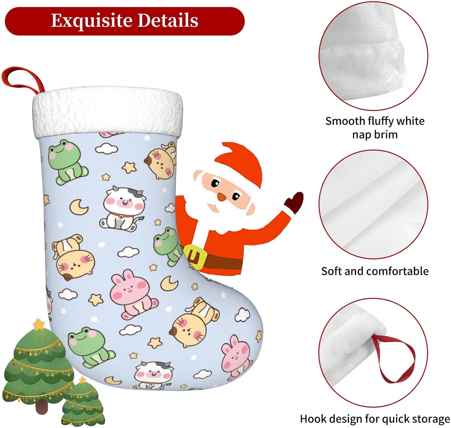 Mint Green Bat Silhouette Christmas Stocking with Plush Cuff