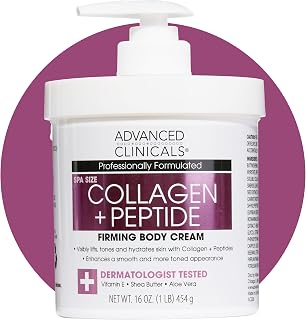 Advanced Clinicals Collagen Peptides Lotion for Face & Body | Firms Crepey Skin, Reduces Wrinkles, Hydrates Dry Texture | 16oz Moisturizer