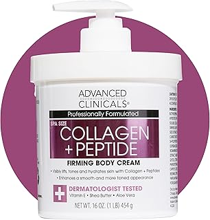Advanced Clinicals Collagen Peptides Facial Moisturizer Body Lotion, Peptide Infused Collagen Lotion for Women and Men that Helps Improve the Appearance of Wrinkled Skin,