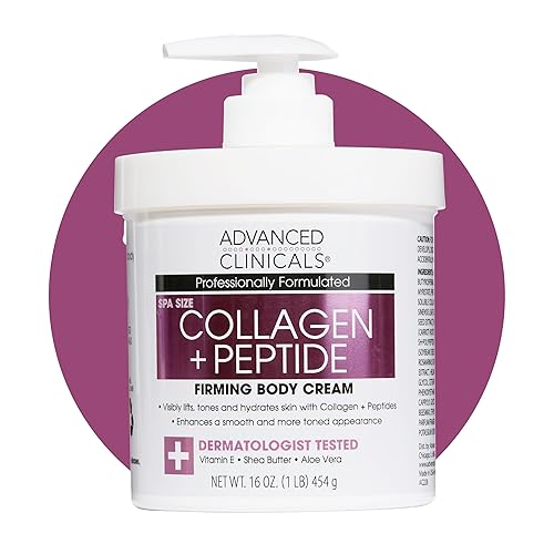 Advanced Clinicals Loción corporal y hidratante facial de péptidos de colágeno  Loción de colágeno con infusión de péptidos para mujeres y hombres