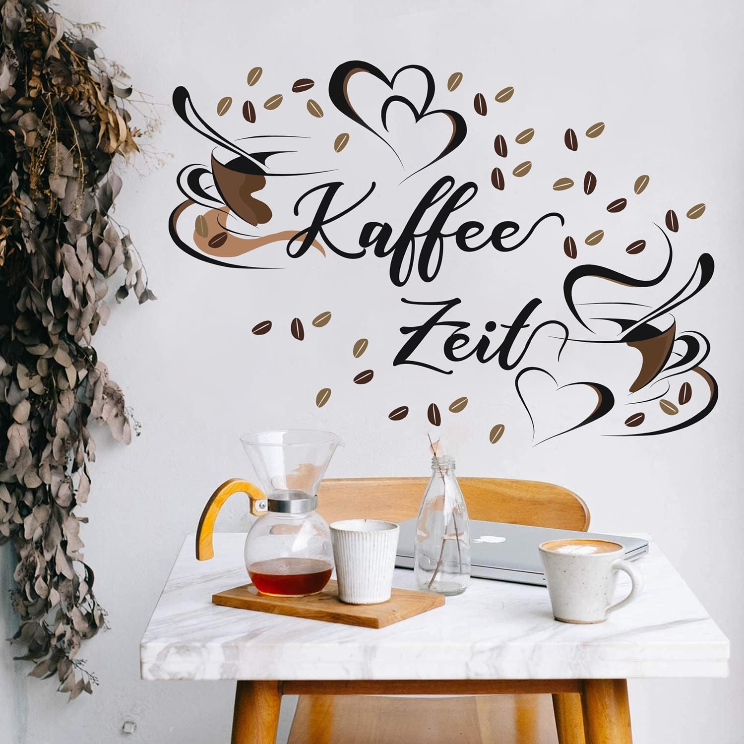 Dekorativer Vinyl-Aufkleber Für Küche & Café – Motiv „Mit Einem Kaffee Und Einem Bike“, Transparent, Wiederverwendbar