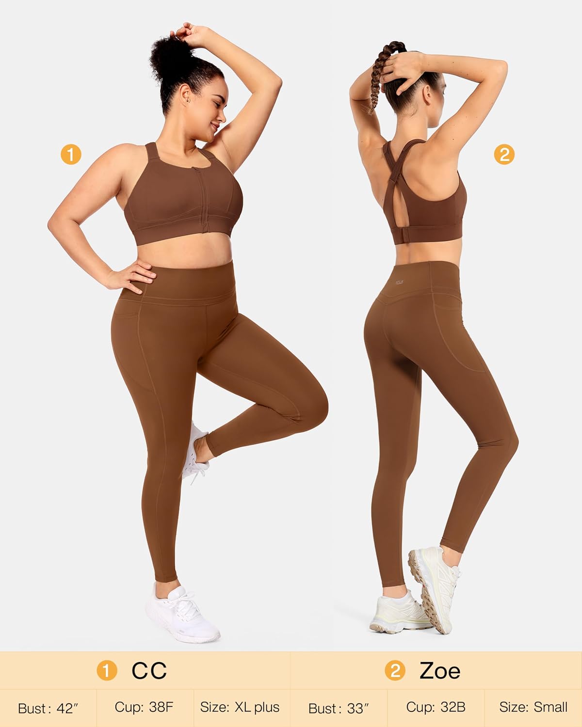 Zip Front Adjustable High Impact Sports Bras for Women Large Breasts Full Coverage Workout Running Removable Pads - Image 2