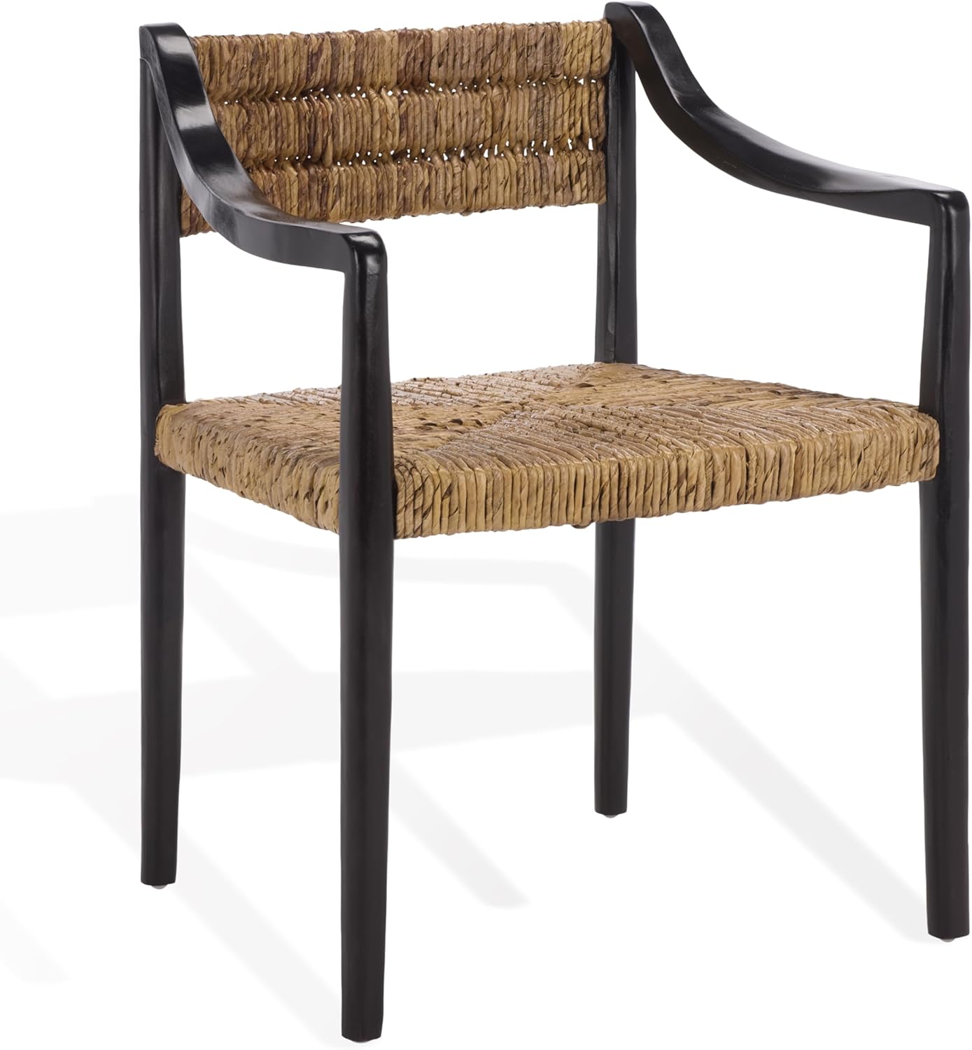 SAFAVIEH Couture Collection - Kona Woven Abaca Dining Chair, Black & Natural, Handwoven Seat and Backrest, Fully Assembled (CWK2030A)