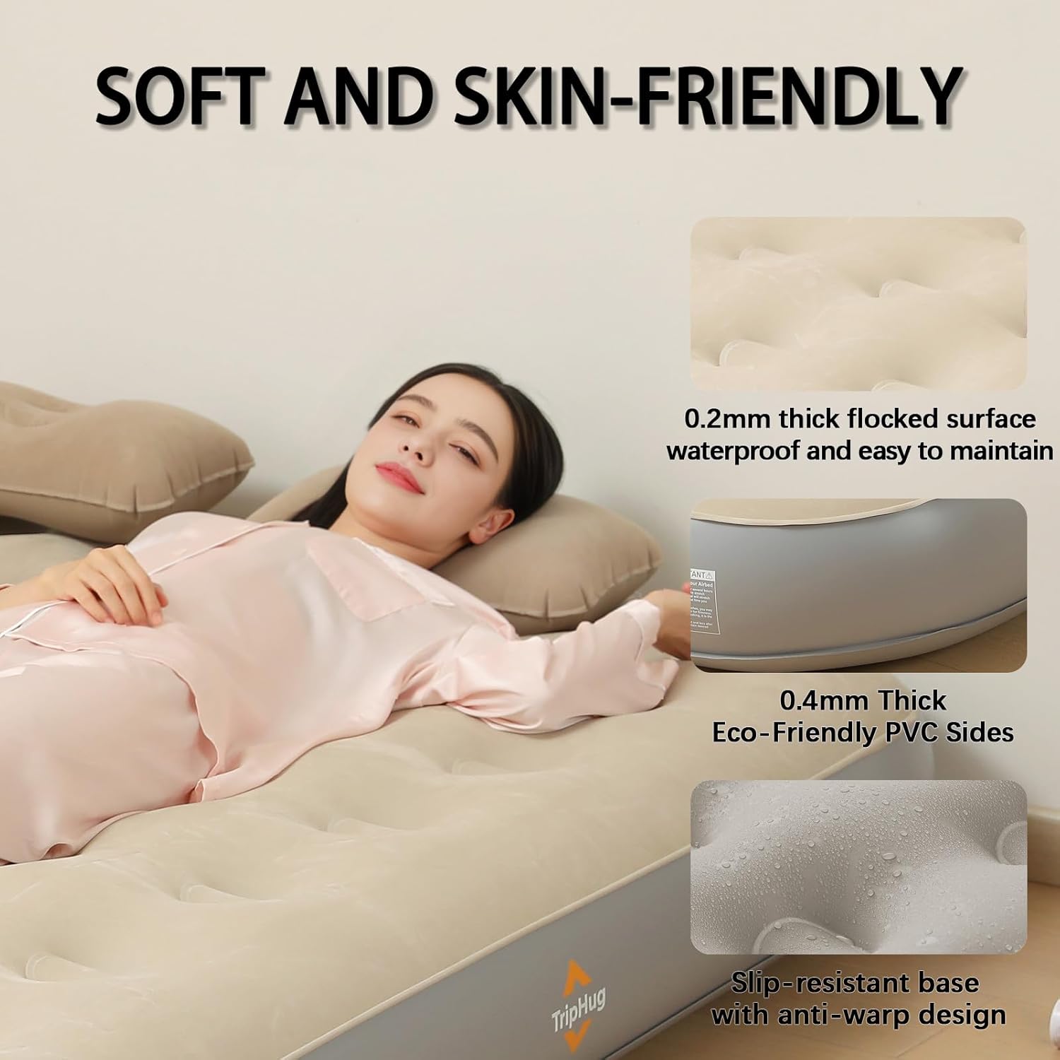 Queen Air Mattress with Built - in Electric Pump - Fast Inflation, Supports up to 650 lbs - Ideal for Camping, Home, Guests, and Portable Travel Use