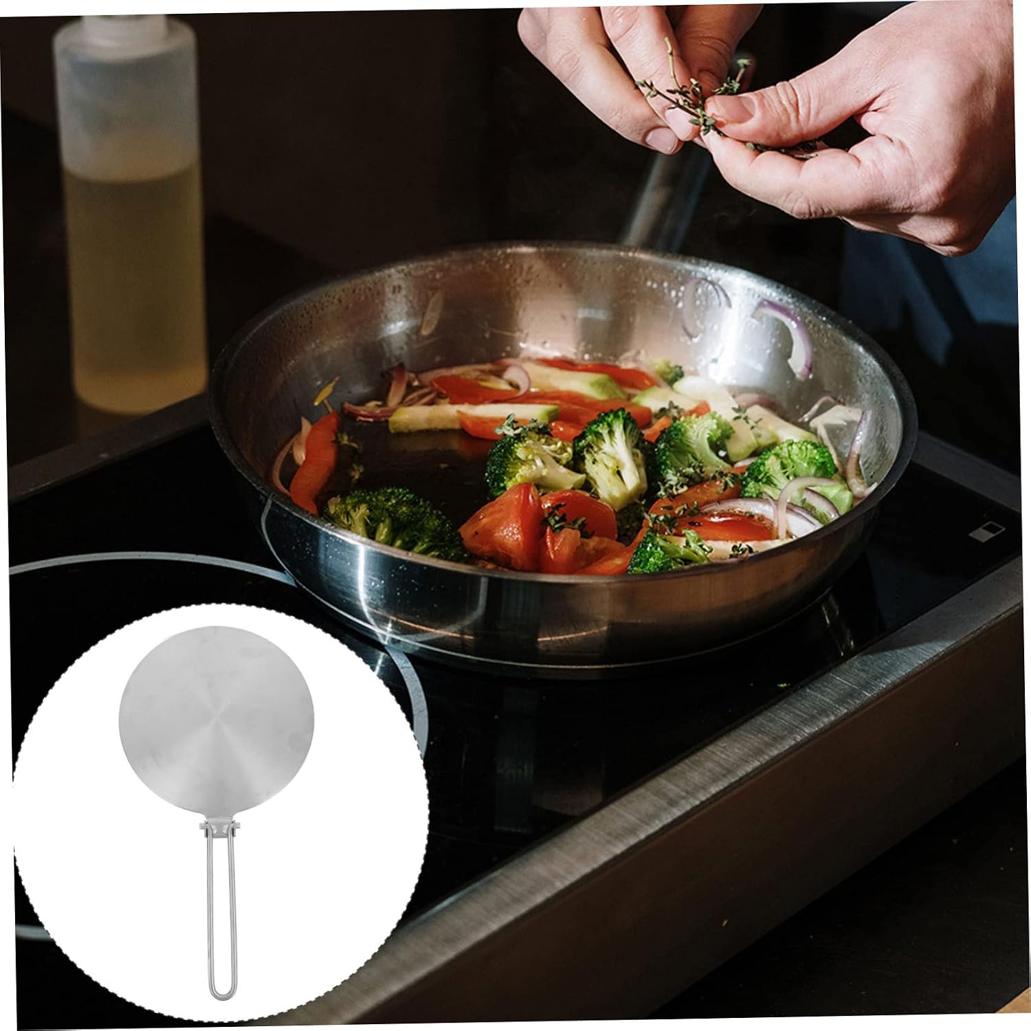 Mikinona Stainless Steel Induction Cooker Plate 20cm Hot Plate Induction Converter Disk