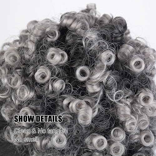 Miniatura 5 de Yinmei Baibian Extensión de cabello afro con cordón para coleta de caballo con cordón para mujeres negras, moño rizado, ondulado, corto, mini afro