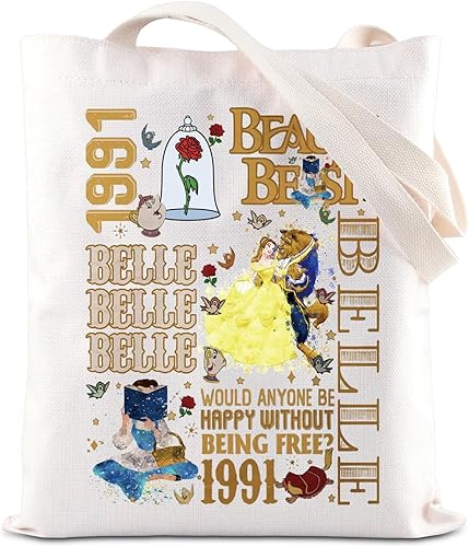 ENSIANTH Regalo inspirado en la película de belleza, una cola tan antigua como el tiempo, bolsa de mano inspirada en la princesa, bella amante,