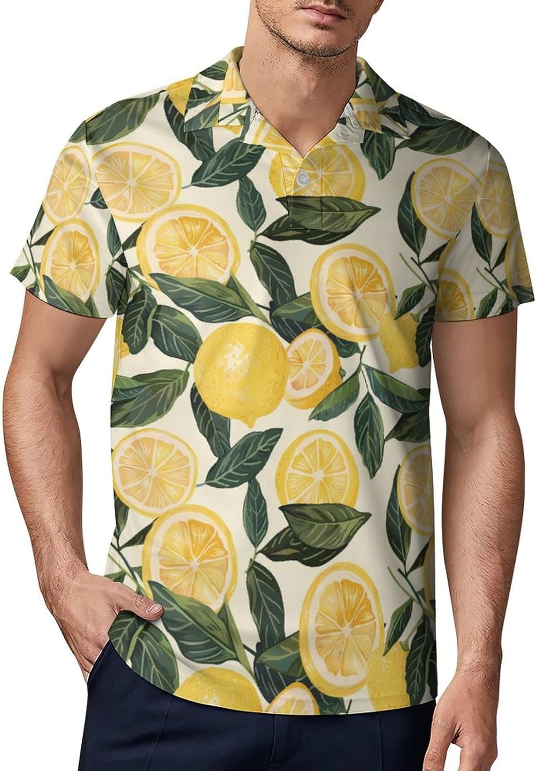 Lemon Novelty Men's Short Sleeve Shirt Golf Tennis Shirts Work T-Shirt Sport Tee