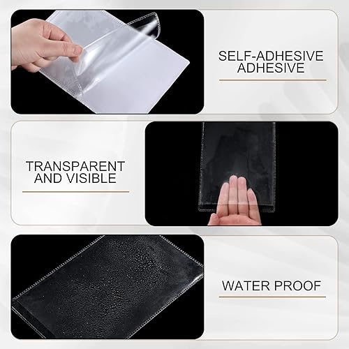 Miniatura 2 de Bolsillos autoadhesivos transparentes, fundas de plástico transparente, bolsillos para etiquetado, soportes para boletos de trabajo, pedidos de