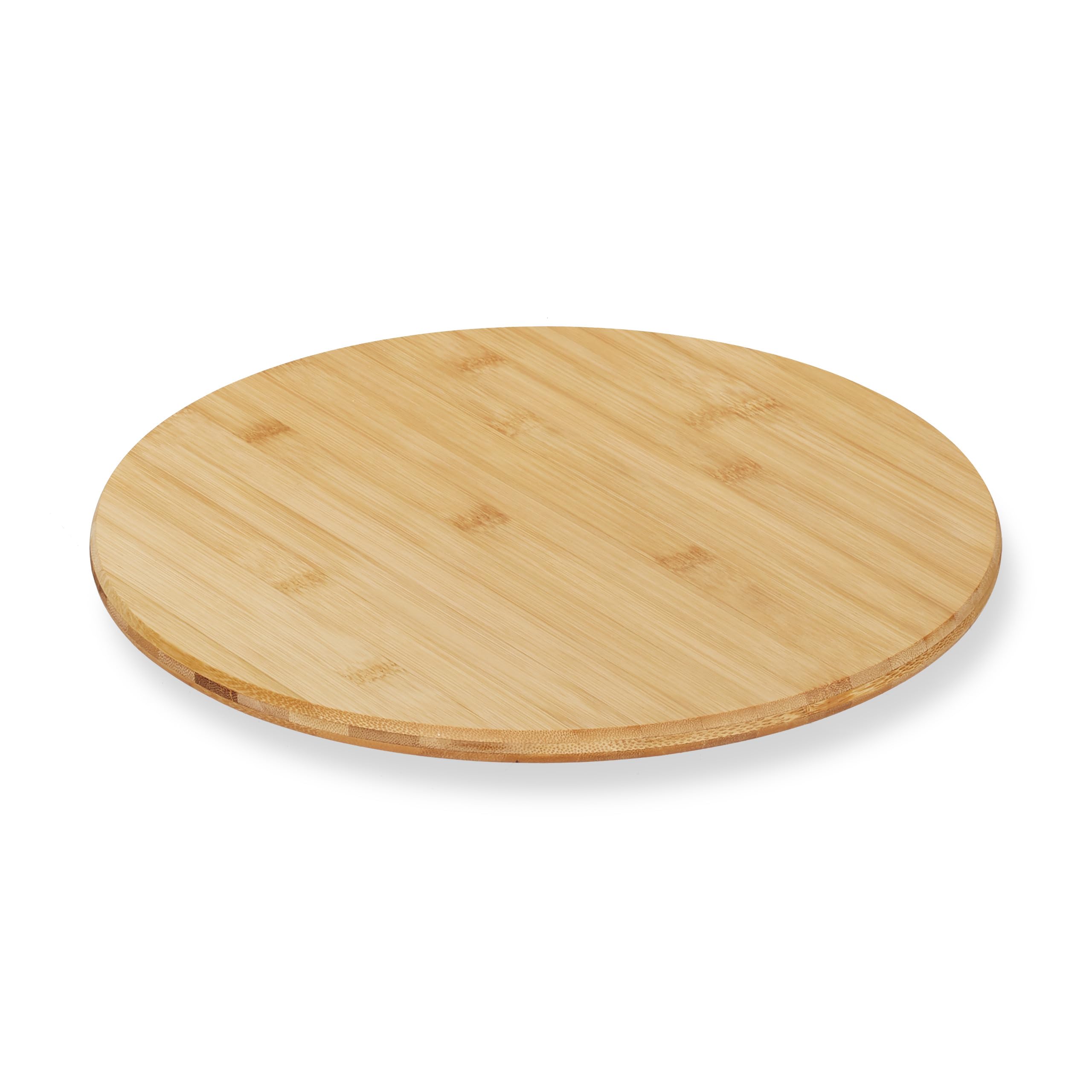 Relaxdays Piatto Girevole, a 360°, Tondo, da Portata, per Spezie, Marmellate, Formaggi, Ø 32 cm, bambù, Naturale