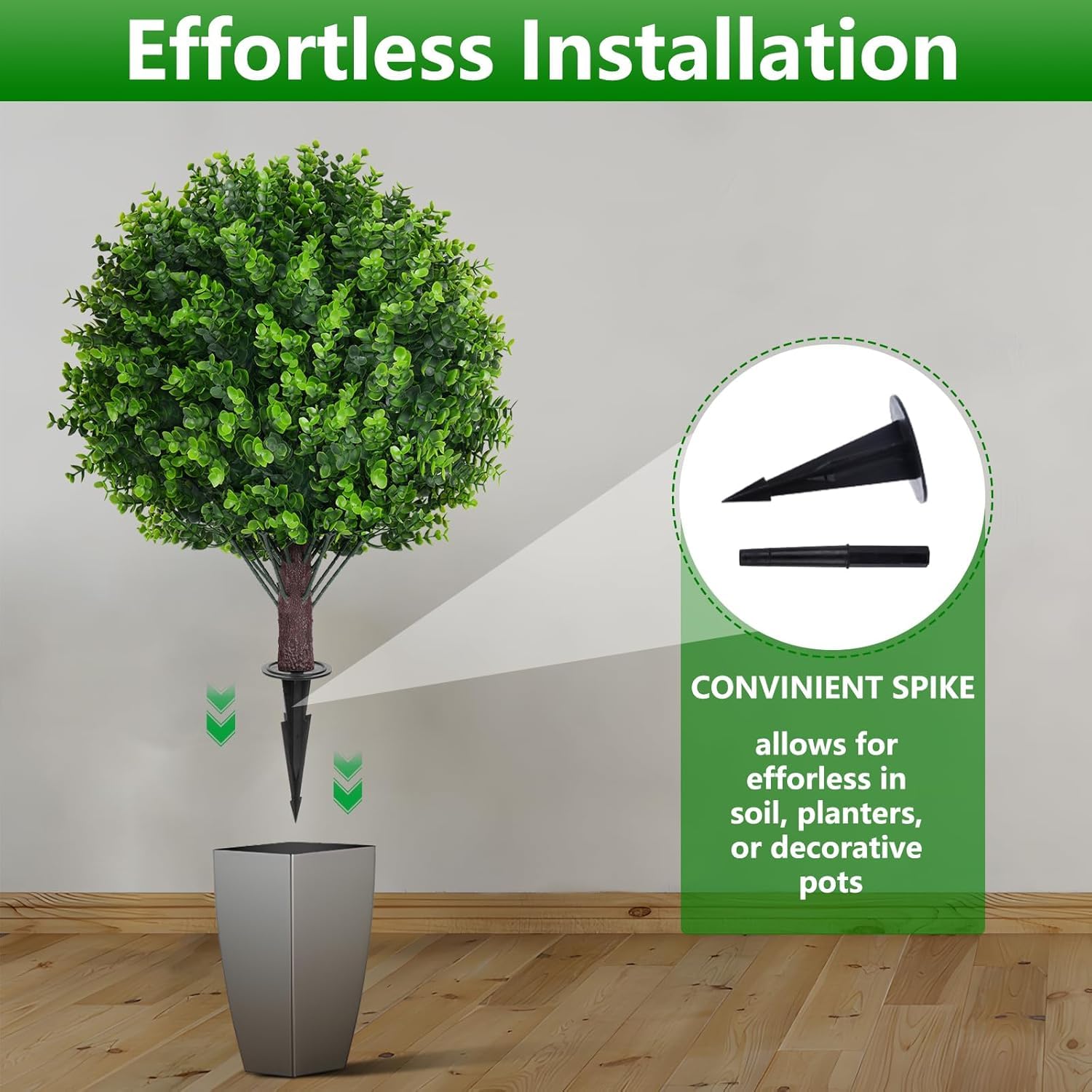 JQTOP Outdoor Courtyard Decoration, 2 Simulated Shrubs with Spikes, UV Resistant Artificial Shrubs - Image 5