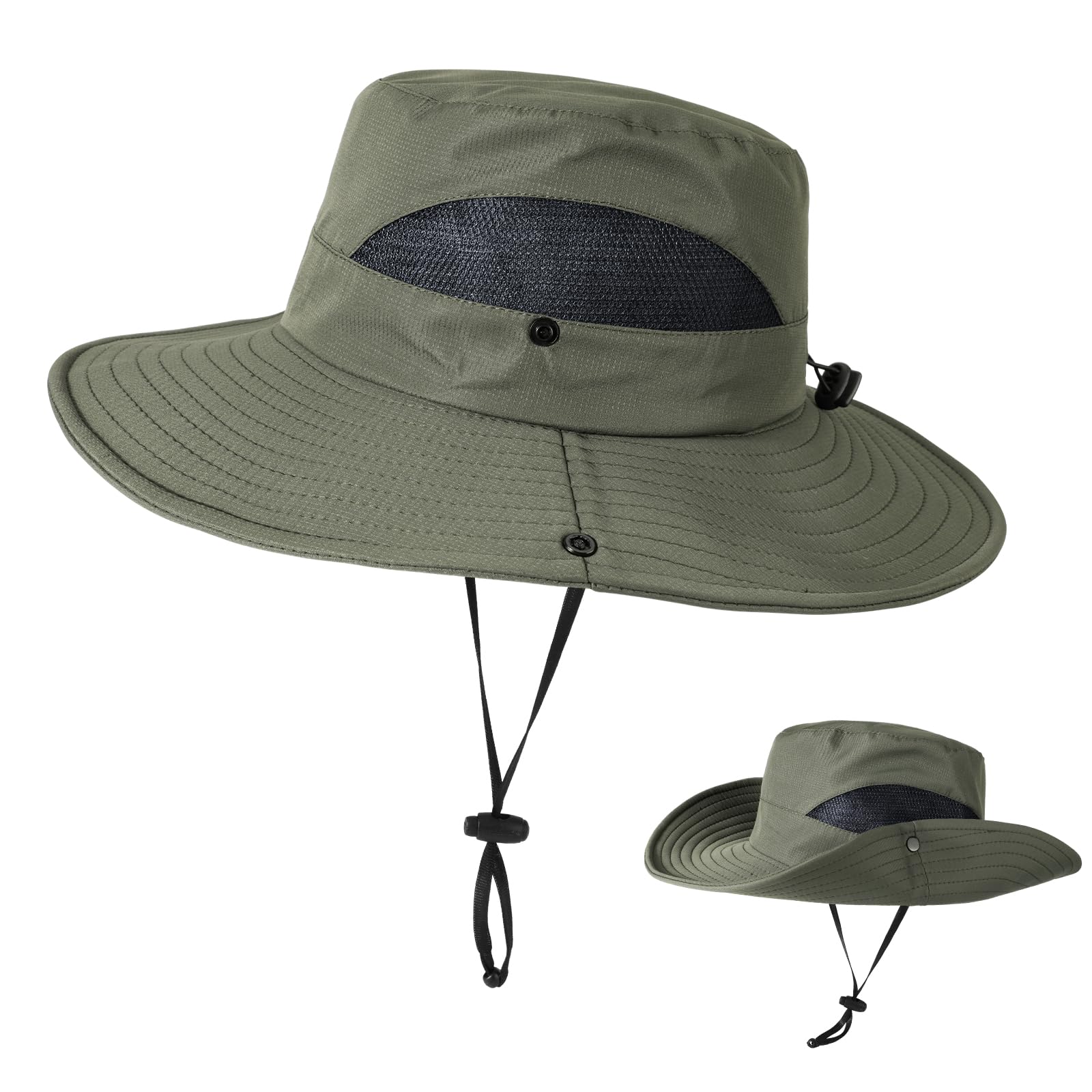TAGVO Sombrero de Pescador Sombrero de Sol Protección UV para Hombre, Sombrero de Safari Gorra de Sol de Jungla Transpirable de Secado Rápido, Gorras de Senderismo con Diadema Ajustable