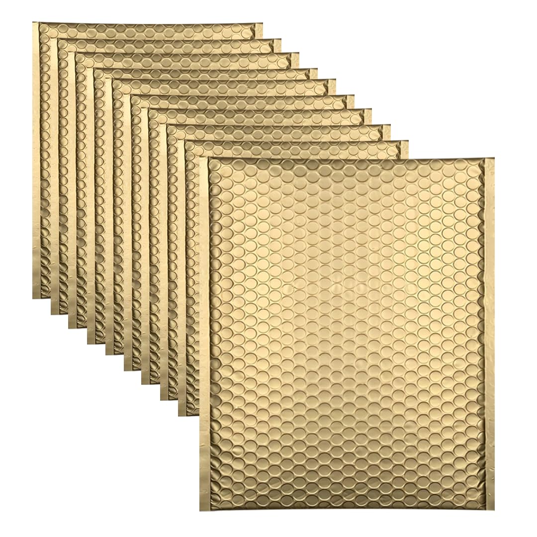 indigo Metallic Postal Bubble lined Padded Packaging Bags (Gold, C4 pack of 10)
