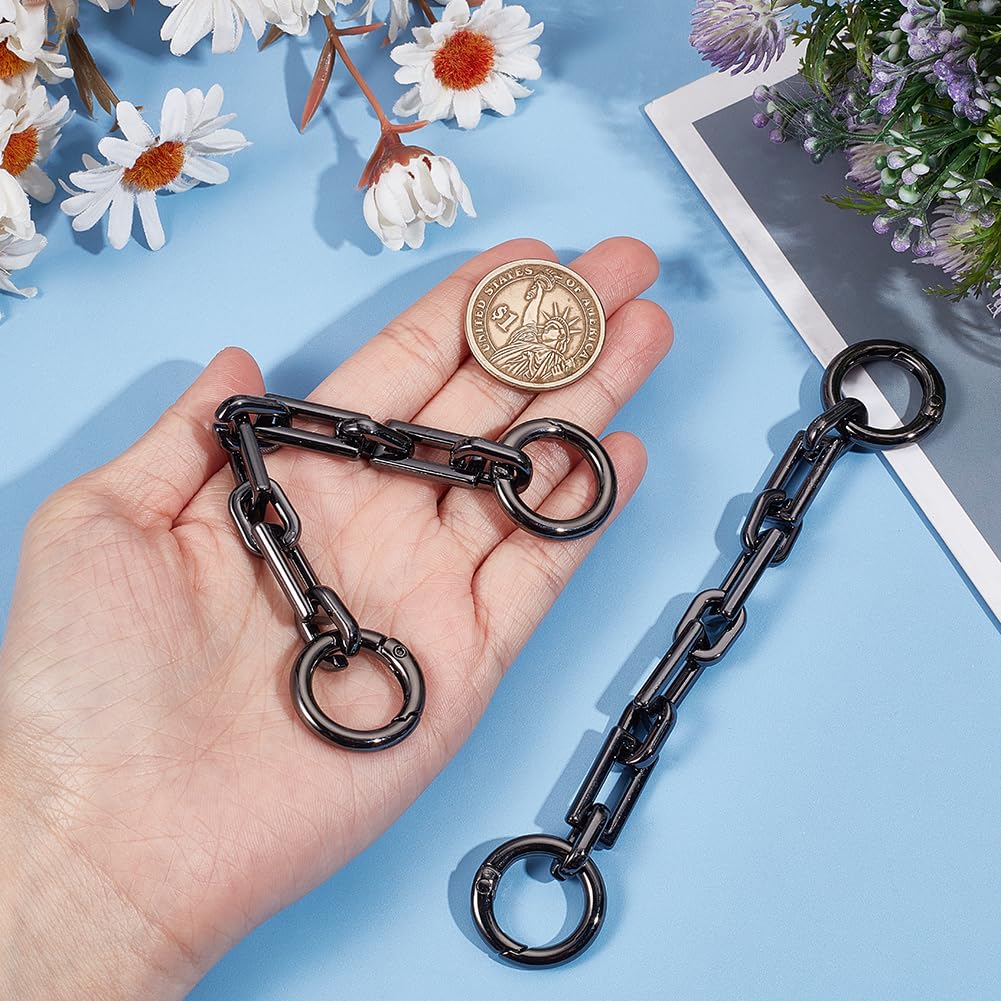 UNICRAFTALE 2pcs 14.5cm Long Bag Chain Straps Alloy Bag Strap Extender Cross Chains Black HandBag Chain with Spring Gate Rings Bag Replacement for Crossbody Bag Handles Purse Clutches Handles - Image 4