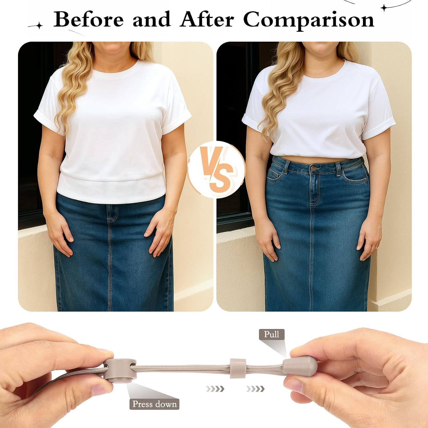 WHIPPY 2Pack Tuck Band Tool for Women Elastic Stretch Belts Tucking Shirts Sweater Cropping Belt Adjustable Crop Band for Top