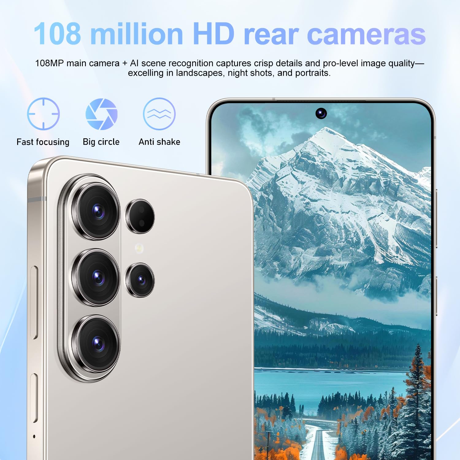 Smartphone S26 Ultra 5G versione globale, 16 GB di RAM, 1 TB di ROM, Snapdragon 8 gen3 (12 core), telefono cellulare con schermo intero HD originale da 7,3 pollici con stilo esterno,Gray-1TB