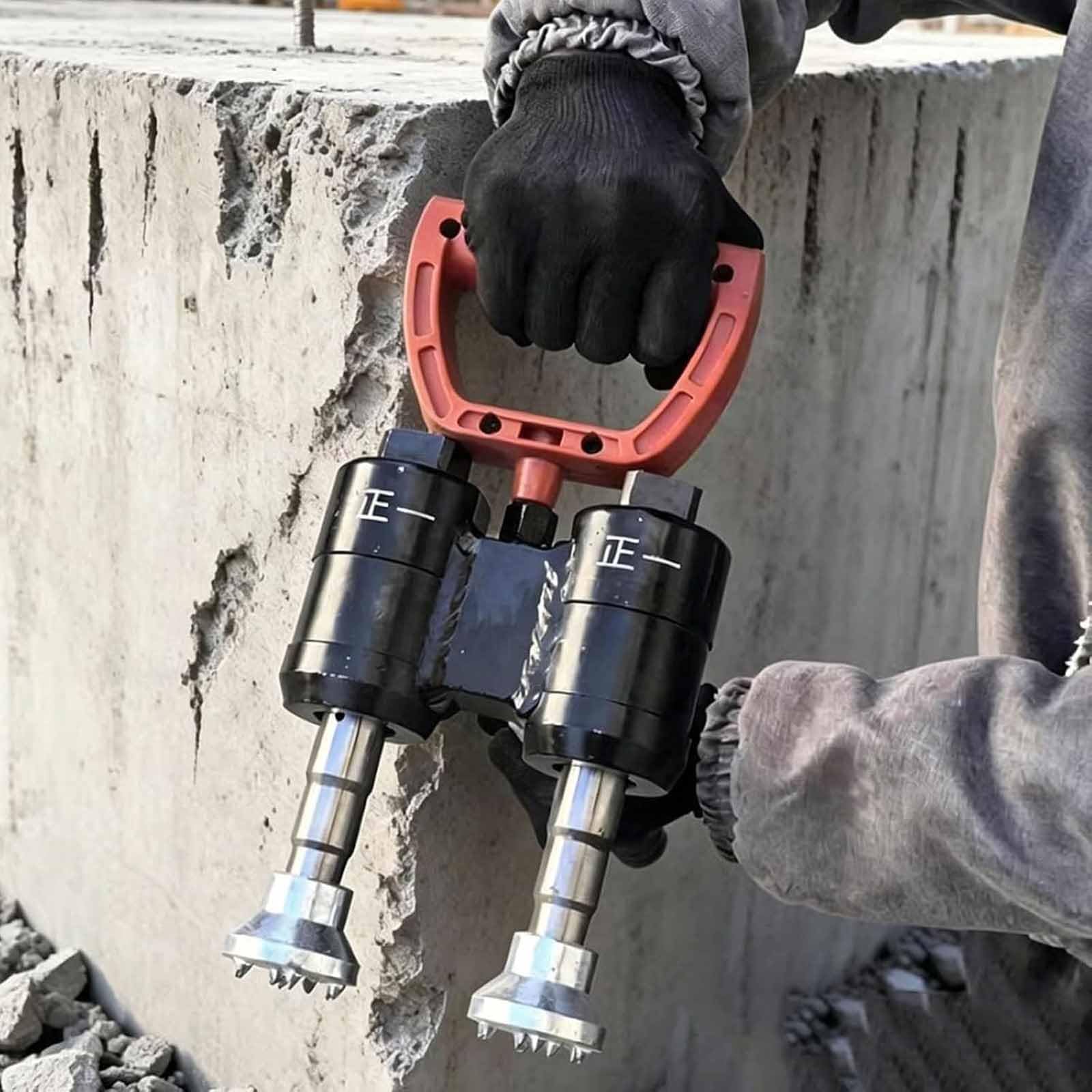 Desincrustador Neumático De Doble Cilindro para Eliminar Óxido, 2 X 2100 BPM, Pértiga De 48 Cm De Largo, Diseño con Amortiguación De Vibraciones, para Metal, Barcos Y Construcción