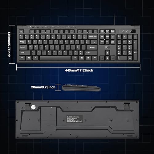 Miniatura 7 de Rii RK907 Teclado compacto ultrafino USB con cable para Mac y PC, Windows 1087VistaXP (negro) (1 unidad)