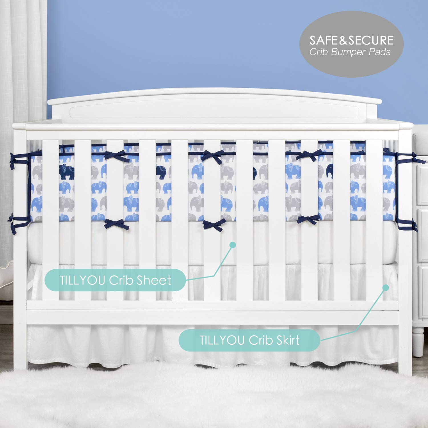 navy crib bumper