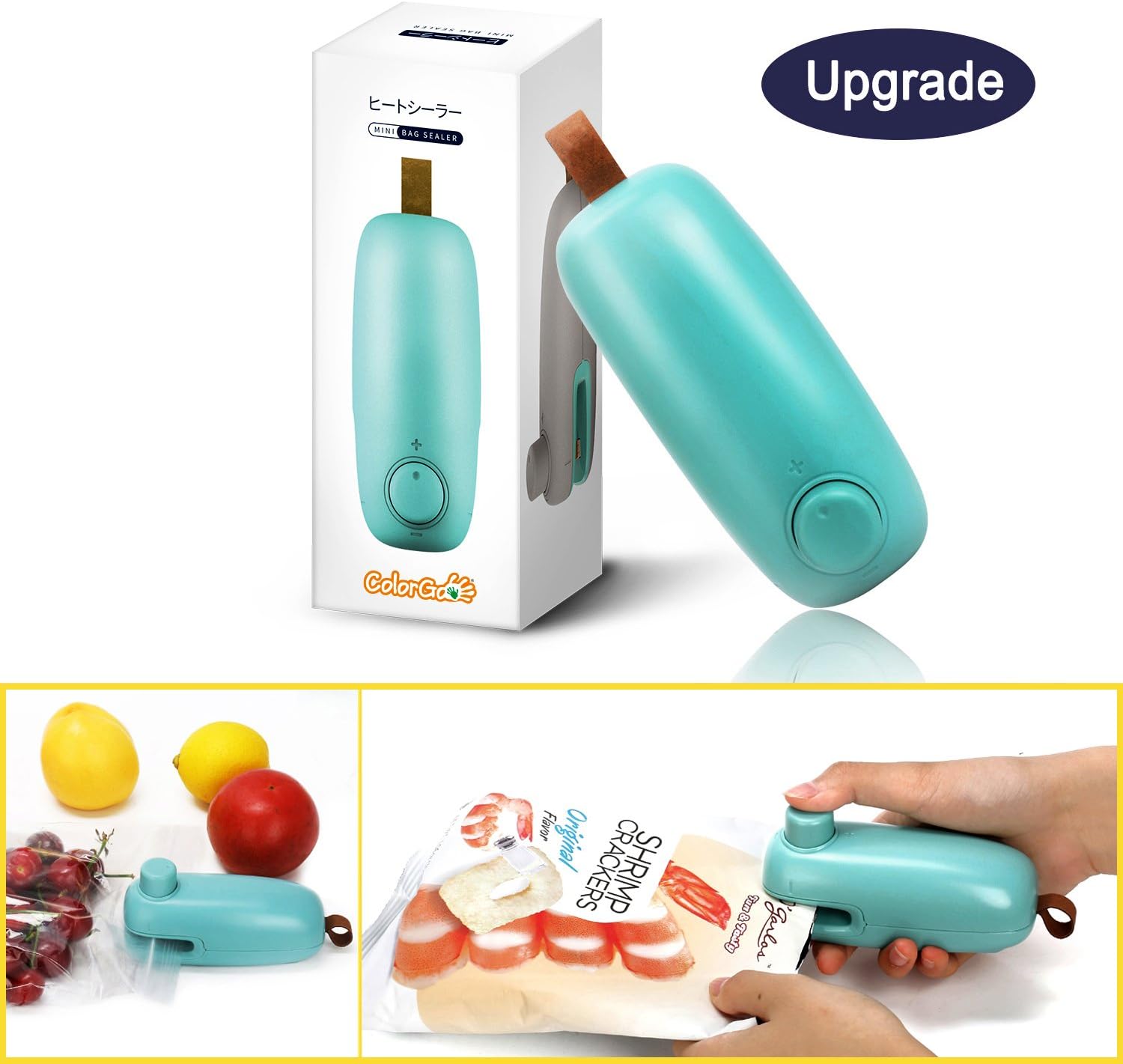 OkidSTEM Chip Bag Sealer, 2 in 1 Hand Held Mini Portable Heat Sealer for Plastic Bags Food Storage Resealer with Safety Lock [Upgrade Version & Patent Protect]