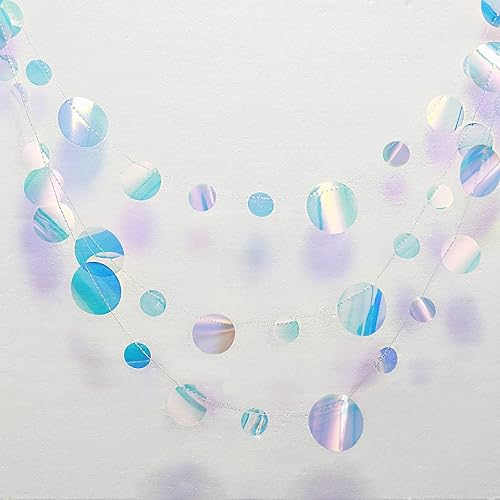 Miniatura 3 de Cheerland Guirnaldas circulares iridiscentes bajo el mar, decoraciones holográficas para fiesta del océano, serpentinas colgantes para sirena,