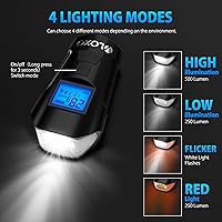 Vista 2 de VLOXO Velocímetro de bicicleta con juego de luces de bicicleta, IP65 impermeable cuentakilómetros de bicicleta con cuerno LED delantera y trasera